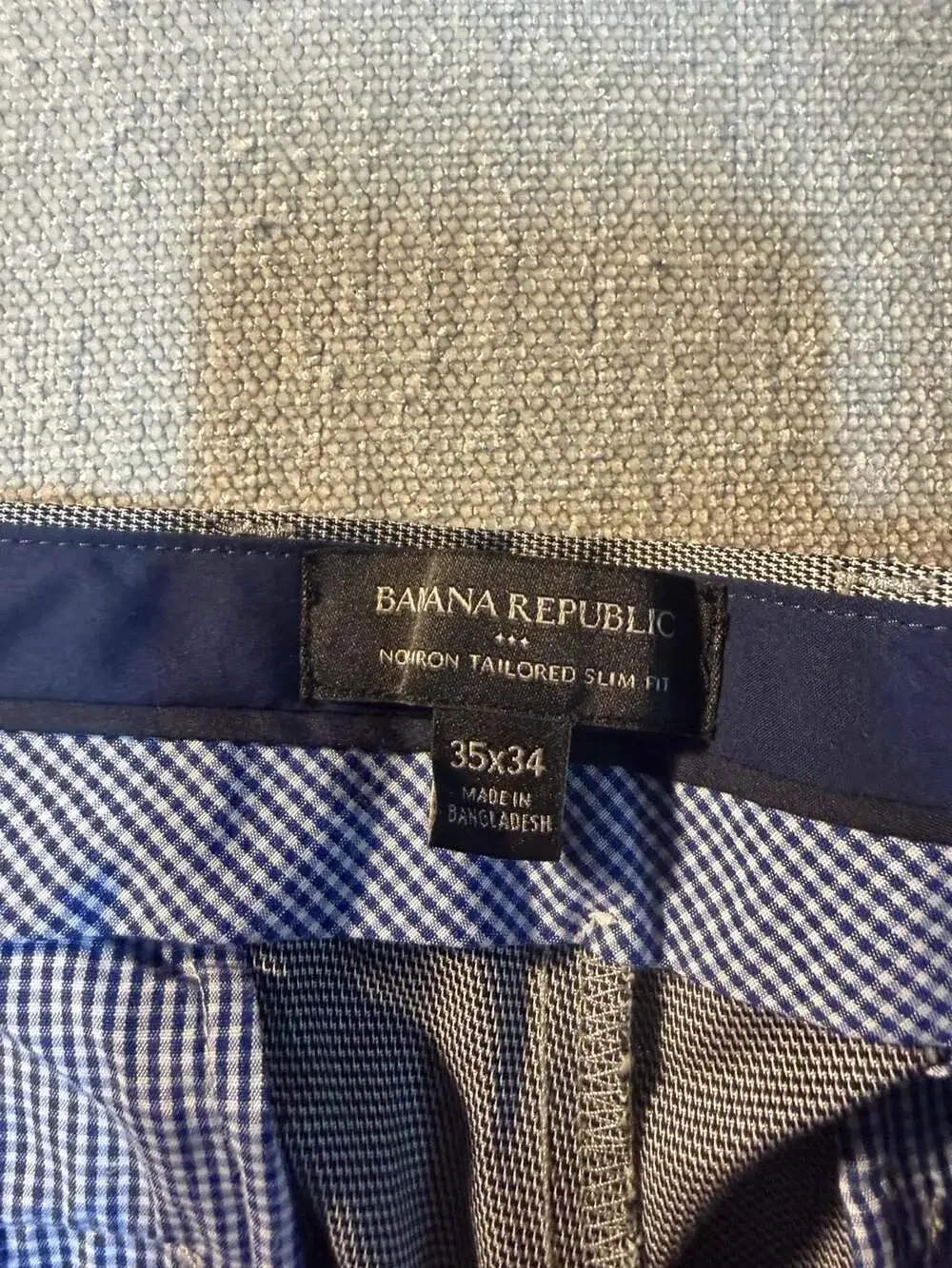 Banana Republic No-Iron Tailored Slim Fit Dress Pants Gray 35x34